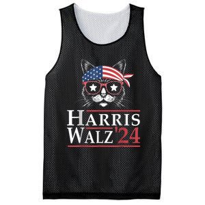 Harris Walz 2024 Funny Cat Election Kamala Harris Tim Waltz Mesh Reversible Basketball Jersey Tank