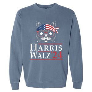 Harris Walz 2024 Funny Cat Election Kamala Harris Tim Waltz Garment-Dyed Sweatshirt