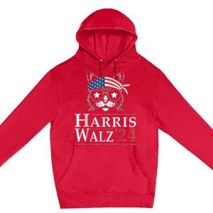 Harris Walz 2024 Funny Cat Election Kamala Harris Tim Waltz Premium Pullover Hoodie