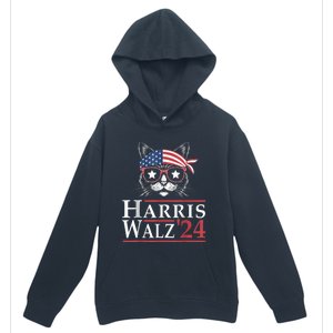 Harris Walz 2024 Funny Cat Election Kamala Harris Tim Waltz Urban Pullover Hoodie