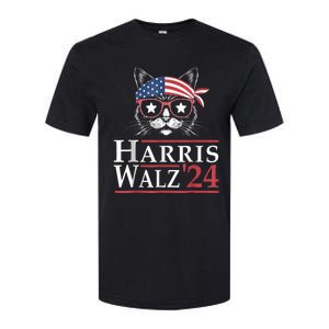 Harris Walz 2024 Funny Cat Election Kamala Harris Tim Waltz Softstyle CVC T-Shirt