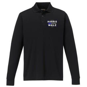 Harris Waltz 2024 President Election Kamala Harris Tim Waltz Performance Long Sleeve Polo