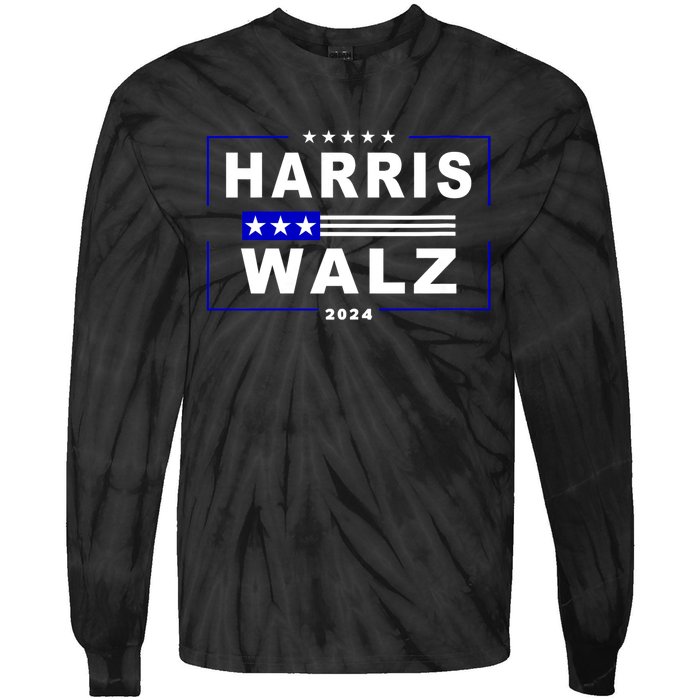 Harris Waltz 2024 President Election Kamala Harris Tim Waltz Tie-Dye Long Sleeve Shirt