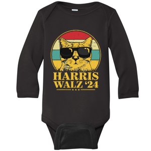 Harris Waltz 2024 Election Cat Lady Kamala Harris Tim Waltz Baby Long Sleeve Bodysuit