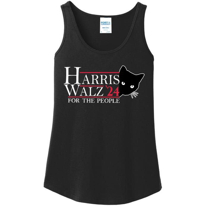 Harris Waltz 2024 For The People Cat Lady Kamala Harris 2024 Ladies Essential Tank