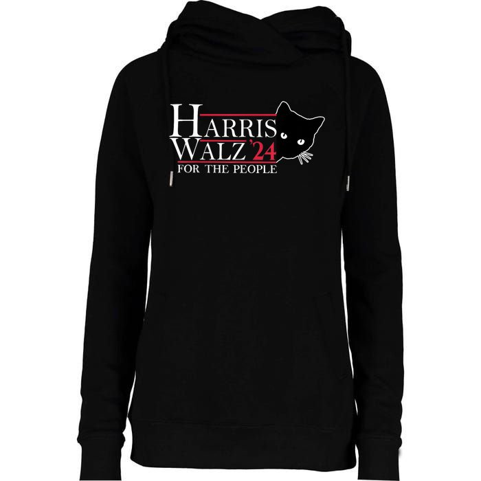 Harris Waltz 2024 For The People Cat Lady Kamala Harris 2024 Womens Funnel Neck Pullover Hood