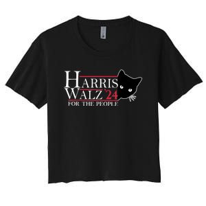 Harris Waltz 2024 For The People Cat Lady Kamala Harris 2024 Women's Crop Top Tee