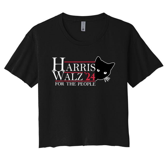 Harris Waltz 2024 For The People Cat Lady Kamala Harris 2024 Women's Crop Top Tee