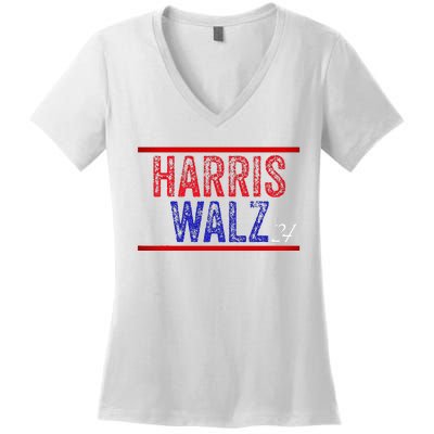 Harris Waltz 2024  Kamala Harris Tim Waltz 2024 Women's V-Neck T-Shirt