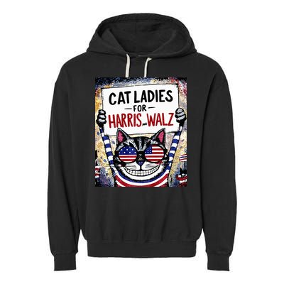Harris Waltz 2024 Cat Ladies For Harris And Walz 2024 Premium Garment-Dyed Fleece Hoodie