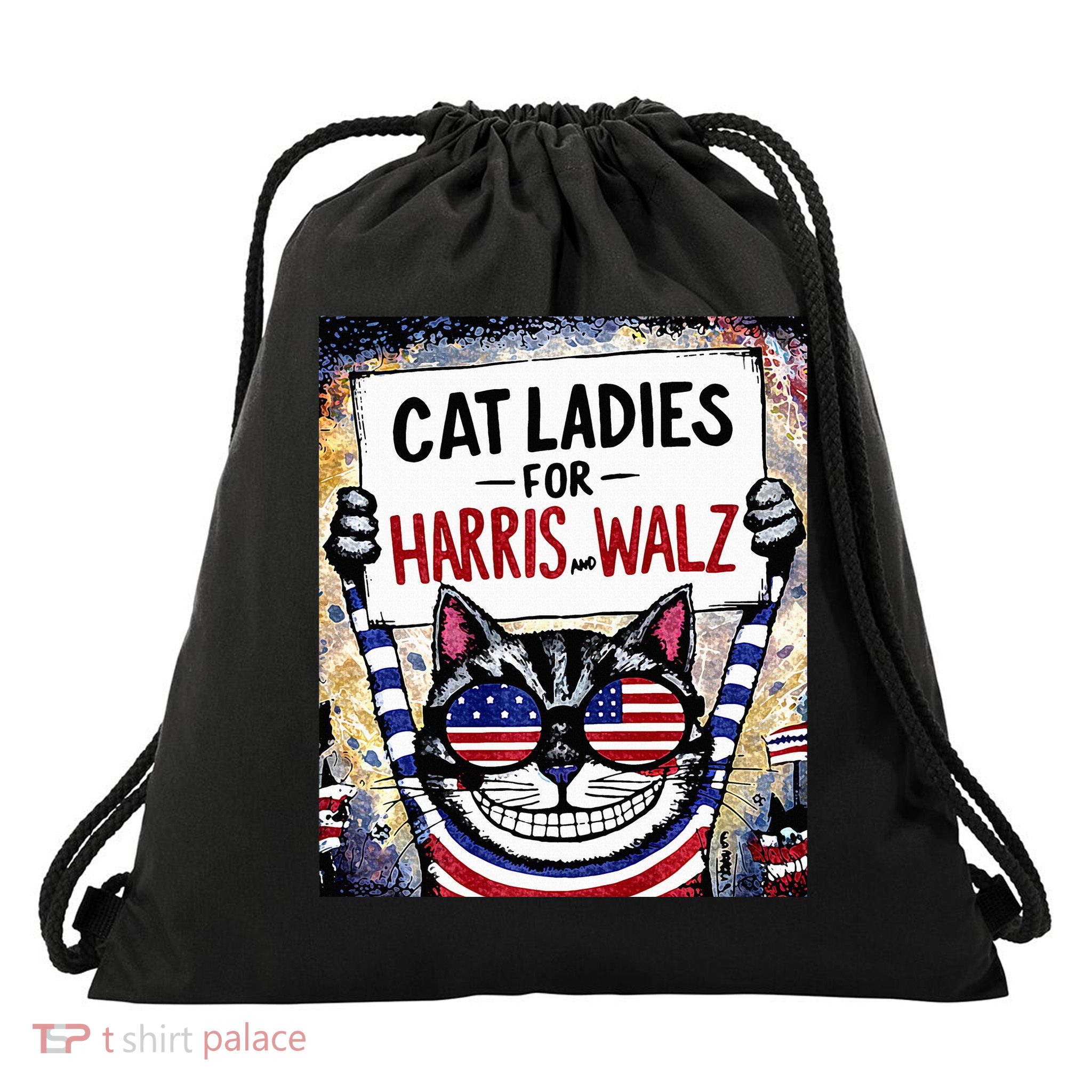 Harris Waltz 2024 Cat Ladies For Harris And Walz 2024 Premium Drawstring Bag