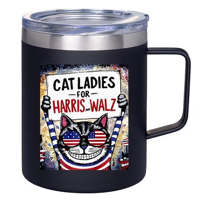 Harris Waltz 2024 Cat Ladies For Harris And Walz 2024 Premium 12oz Stainless Steel Coffee Mug