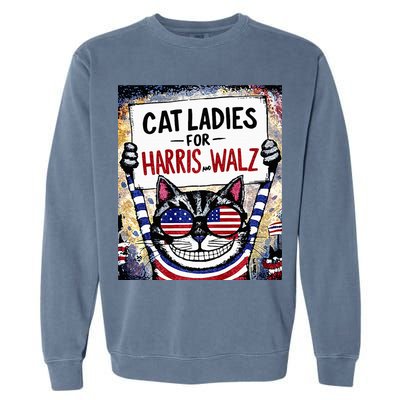 Harris Waltz 2024 Cat Ladies For Harris And Walz 2024 Premium Garment-Dyed Sweatshirt
