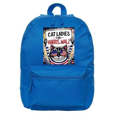 Harris Waltz 2024 Cat Ladies For Harris And Walz 2024 Premium 16 in Basic Backpack