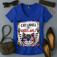 Harris Waltz 2024 Cat Ladies For Harris And Walz 2024 Premium Women's V-Neck T-Shirt