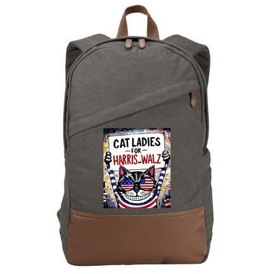 Harris Waltz 2024 Cat Ladies For Harris And Walz 2024 Premium Cotton Canvas Backpack