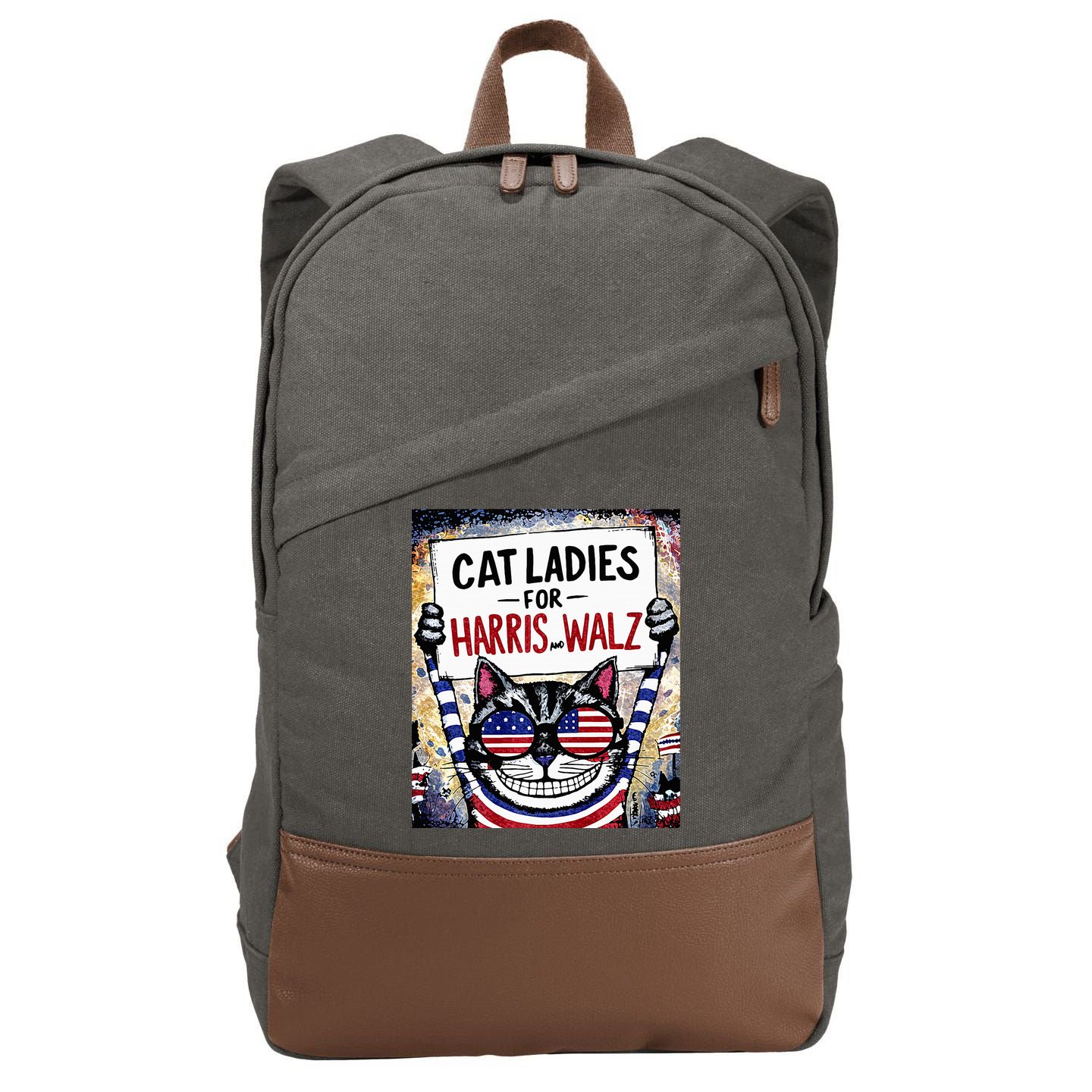Harris Waltz 2024 Cat Ladies For Harris And Walz 2024 Premium Cotton Canvas Backpack
