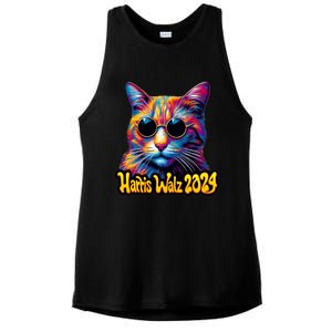 Harris Walz 2024 Funny Cat Election Kamala Harris Tim Waltz Ladies PosiCharge Tri-Blend Wicking Tank