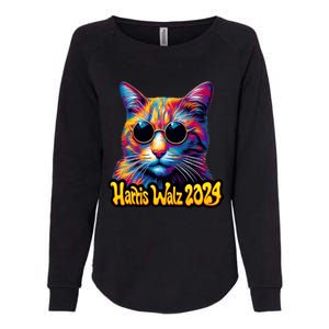 Harris Walz 2024 Funny Cat Election Kamala Harris Tim Waltz Womens California Wash Sweatshirt