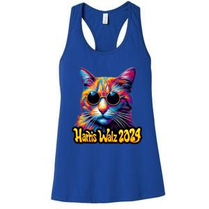 Harris Walz 2024 Funny Cat Election Kamala Harris Tim Waltz Women's Racerback Tank