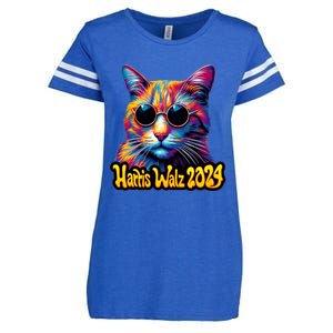 Harris Walz 2024 Funny Cat Election Kamala Harris Tim Waltz Enza Ladies Jersey Football T-Shirt