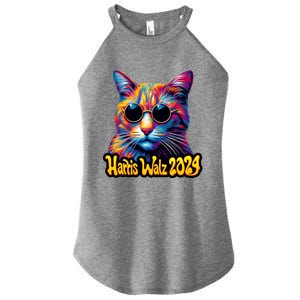 Harris Walz 2024 Funny Cat Election Kamala Harris Tim Waltz Women's Perfect Tri Rocker Tank