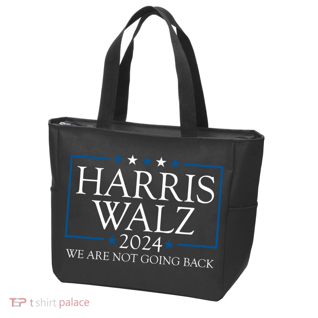 Harris Walz 2024 We Are Not Going Back Election Zip Tote Bag