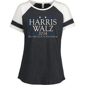 Harris Walz 2024 We Are Not Going Back Election Enza Ladies Jersey Colorblock Tee