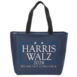 Harris Walz 2024 We Are Not Going Back Election Zip Tote Bag