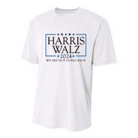 Harris Walz 2024 We Are Not Going Back Election Youth Performance Sprint T-Shirt