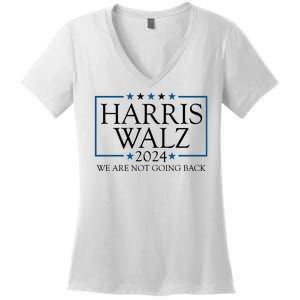 Harris Walz 2024 We Are Not Going Back Election Women's V-Neck T-Shirt