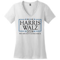 Harris Walz 2024 We Are Not Going Back Election Women's V-Neck T-Shirt