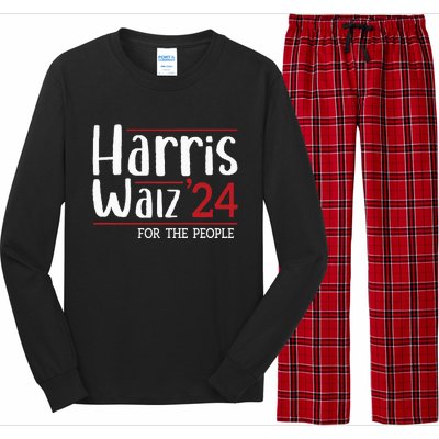 Harris Walz 2024 For President Patriotic Kamala Waltz 2024 Long Sleeve Pajama Set