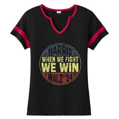 Harris Waltz 2024 When We Fight We Win American Election Ladies Halftime Notch Neck Tee