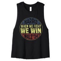 Harris Waltz 2024 When We Fight We Win American Election Women's Racerback Cropped Tank