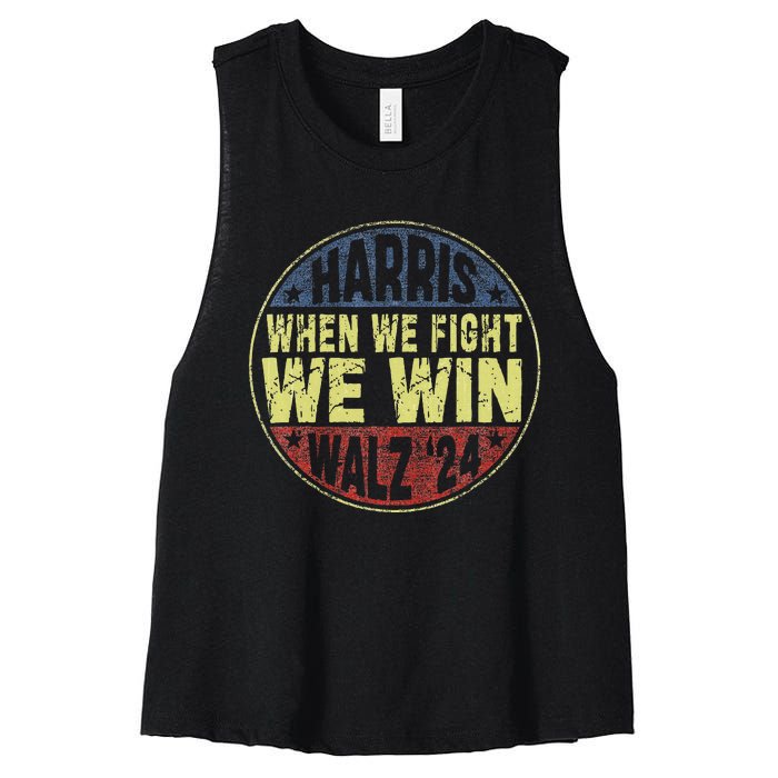 Harris Waltz 2024 When We Fight We Win American Election Women's Racerback Cropped Tank