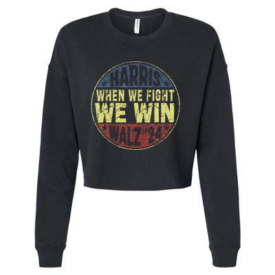 Harris Waltz 2024 When We Fight We Win American Election Cropped Pullover Crew