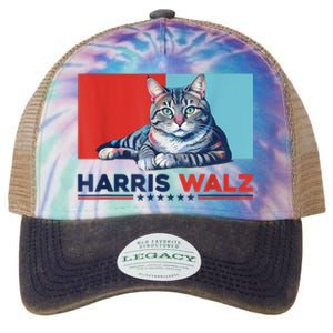 Harris Walz 2024 Funny Cat Election Kamala Harris Legacy Tie Dye Trucker Hat