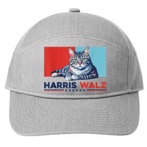 Harris Walz 2024 Funny Cat Election Kamala Harris 7-Panel Snapback Hat