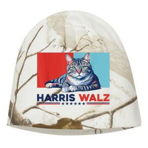 Harris Walz 2024 Funny Cat Election Kamala Harris Kati - Camo Knit Beanie