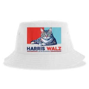 Harris Walz 2024 Funny Cat Election Kamala Harris Sustainable Bucket Hat