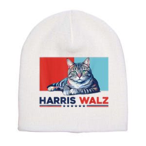 Harris Walz 2024 Funny Cat Election Kamala Harris Short Acrylic Beanie