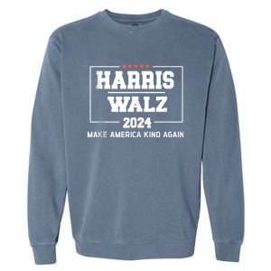 Harris Walz 2024 Make America Kind Again Harris Waltz Quote Garment-Dyed Sweatshirt