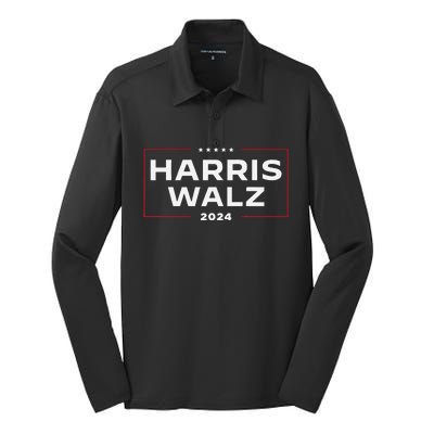 Harris Walz 2024 Retro Vintage Vote President Vp Waltz Silk Touch Performance Long Sleeve Polo