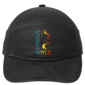 Harris Waltz 2024 Kamala Walz Cat Lettering Positive Funny 7-Panel Snapback Hat