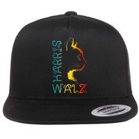 Harris Waltz 2024 Kamala Walz Cat Lettering Positive Funny Flat Bill Trucker Hat