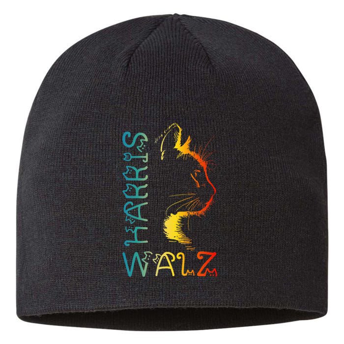 Harris Waltz 2024 Kamala Walz Cat Lettering Positive Funny Sustainable Beanie