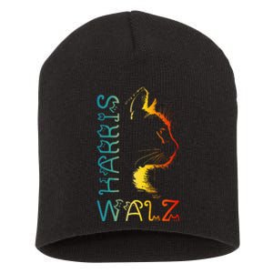 Harris Waltz 2024 Kamala Walz Cat Lettering Positive Funny Short Acrylic Beanie