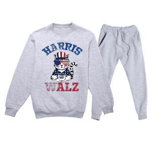 Harris Waltz 2024 Election Cat Kamala Harris Coffee Tim Walz Premium Crewneck Sweatsuit Set