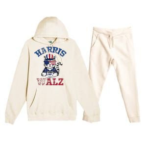 Harris Waltz 2024 Election Cat Kamala Harris Coffee Tim Walz Premium Hooded Sweatsuit Set